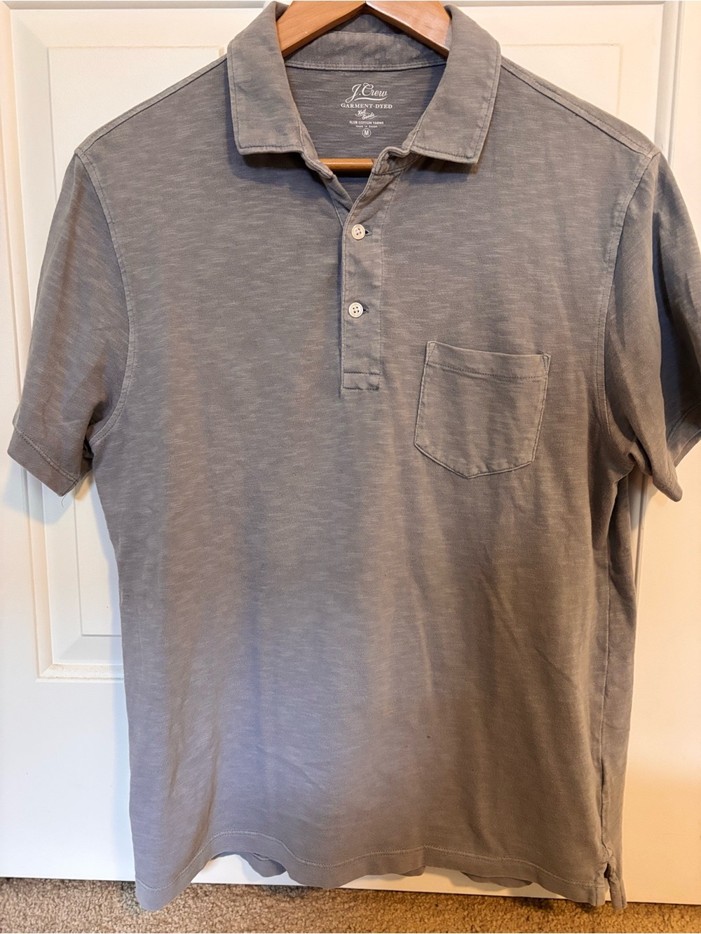 J. Crew Men's Heather Gray Short-Sleeve Pocket Polo